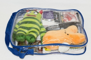 Clear Vinyl Zippered Storage Bags 9 x 11 x 2 Inch 5-Pack with Blue Trim and Handle, Perfect for Stadium and Events! - Image 3