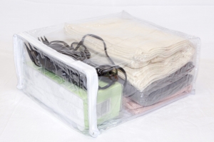 10-Pack Heavy Duty Vinyl Zippered Storage Bags Clear 9" x 11" x 5" 2.1 Gallon - Image 3