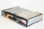5-Pack Clear Vinyl Zippered Storage Bags 24 x 16 x 4 Inch with Dark Green Trim, 11 x 14.5 Insert Pocket and Handle - Image 4